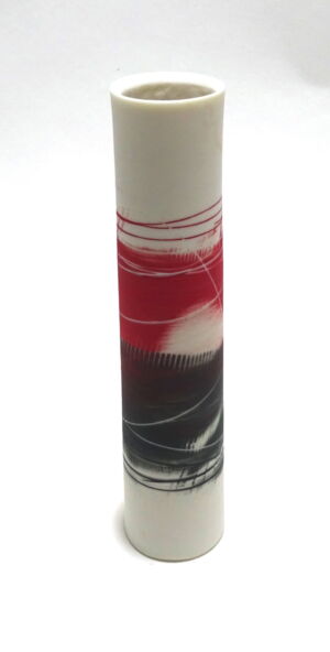 ALT003 Ali Tomlin Red Black Single Stem Vase