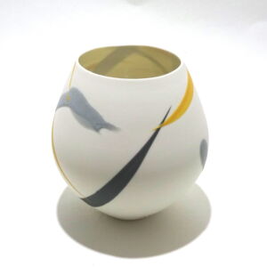 ALT010 Ali Tomlin Yellow Grey Splash Small Round Pot