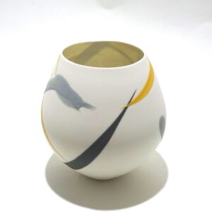 ALT010 Ali Tomlin Yellow Grey Splash Small Round Pot