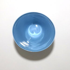 Viewed from above, a very fine , tall turquoise porcelain tumbler, glazed on the inside with outside unglazed, available in Woburn Mosaic, contemporary art gallery