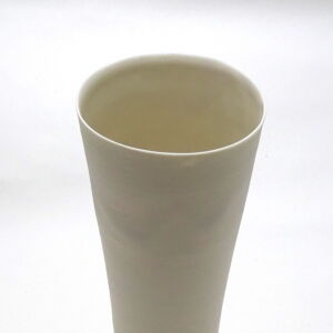 BEK015 Becky Mackenzie Tall White Narrow Porcelain Vessel