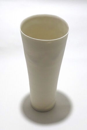 BEK015 Becky Mackenzie Tall White Narrow Porcelain Vessel