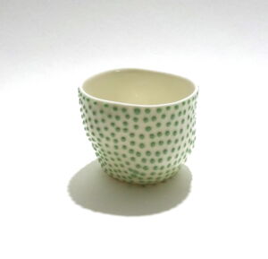 IKI049 Ikuko Iwamoto Small Dotted Guinomi Sake Cup Green