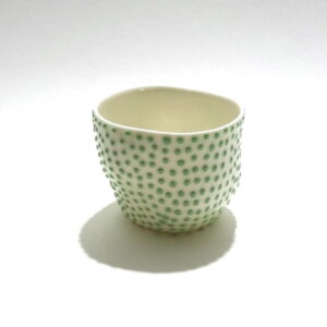 IKI049 Ikuko Iwamoto Small Dotted Guinomi Sake Cup Green