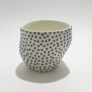 IKI052 Ikuko Iwamoto Small Dotted Guinomi Sake Cup Dark Blue