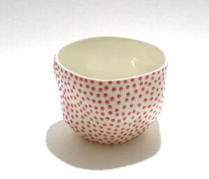 IKI055 Ikuko Iwamoto Large Dotted Guinomi Sake Cup Red