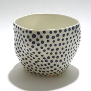 IKI057 Ikuko Iwamoto Large Dotted Guinomi Sake Cup Dark Blue