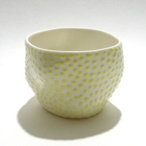 IKI061 Ikuko Iwamoto Large Dotted Guinomi Sake Cup Yellow