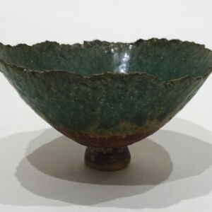 Side Julie O Sullivan Matt Turquoise Pinch Pot w Foot Ring