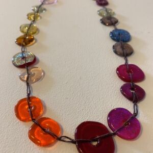 KIB046 Kim Bramley Orange Cherry Pebble Necklace