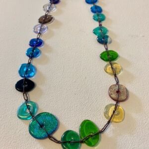 KIB047 Kim Bramley Emerald Blue Pebble Necklace