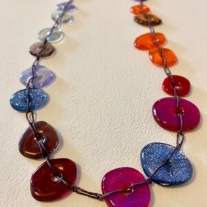 KIB050 Kim Bramley Lavender Pink Orange Pebble Necklace