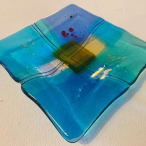 KIB057 Kim Bramley Turquoise w Red Dots Tapestry Land