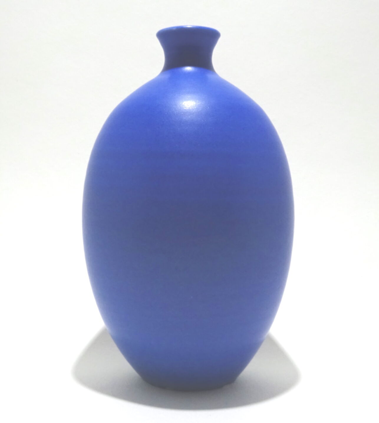 CORNFLOWER BLUE OVAL VASE by Lucy Burley (Ceramics)