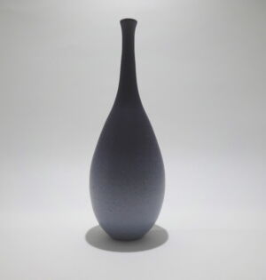 LB028 LONG NECKED OVAL VASE DARK GREYGREY