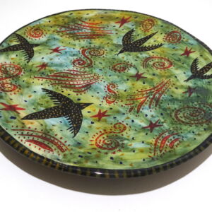 Above D Iagonal Morag Mac Innes Birds Fireworks Round Platter