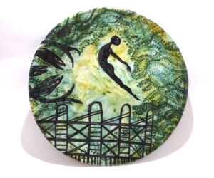 MOM019 Morag Mac Innes Diver Fish Round Platter