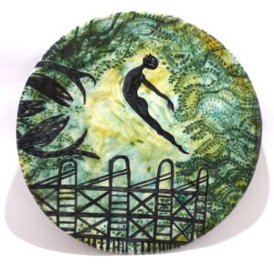 MOM019 Morag Mac Innes Diver Fish Round Platter