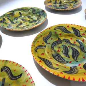 Close Up Morag Mac Innes Fish Yellow Plates set of 6
