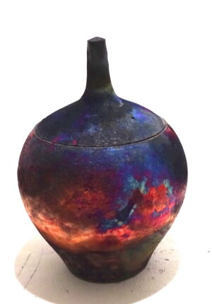 PAA1953-Pat-Armstrong-Small-Copper-Fumed-Raku-22Onion22-Pot