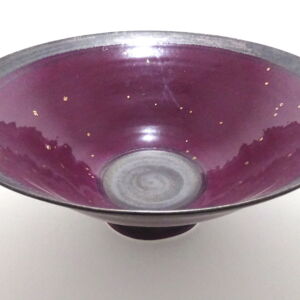 Above-Diagonal-Richard-Baxter-Plum-Large-Bowl-w-Gold