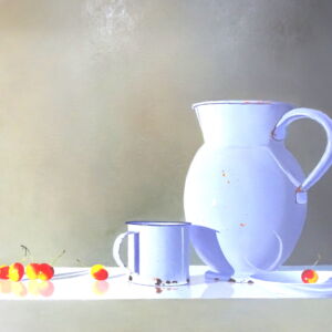 ROW047 WHITE ENAMEL AND CHERRIES DETAIL 2