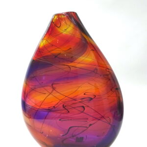SOLD-Stuart-Akroyd-Small-Elipse-Vase-Purple Orange ST003