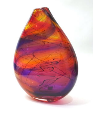 SOLD-Stuart-Akroyd-Small-Elipse-Vase-Purple Orange ST003