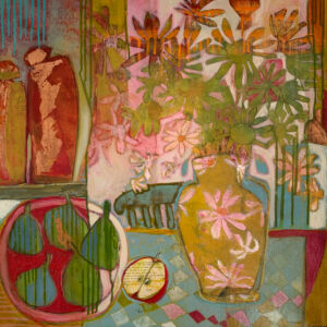 Ode to a flowery vase 61x61cm canvas