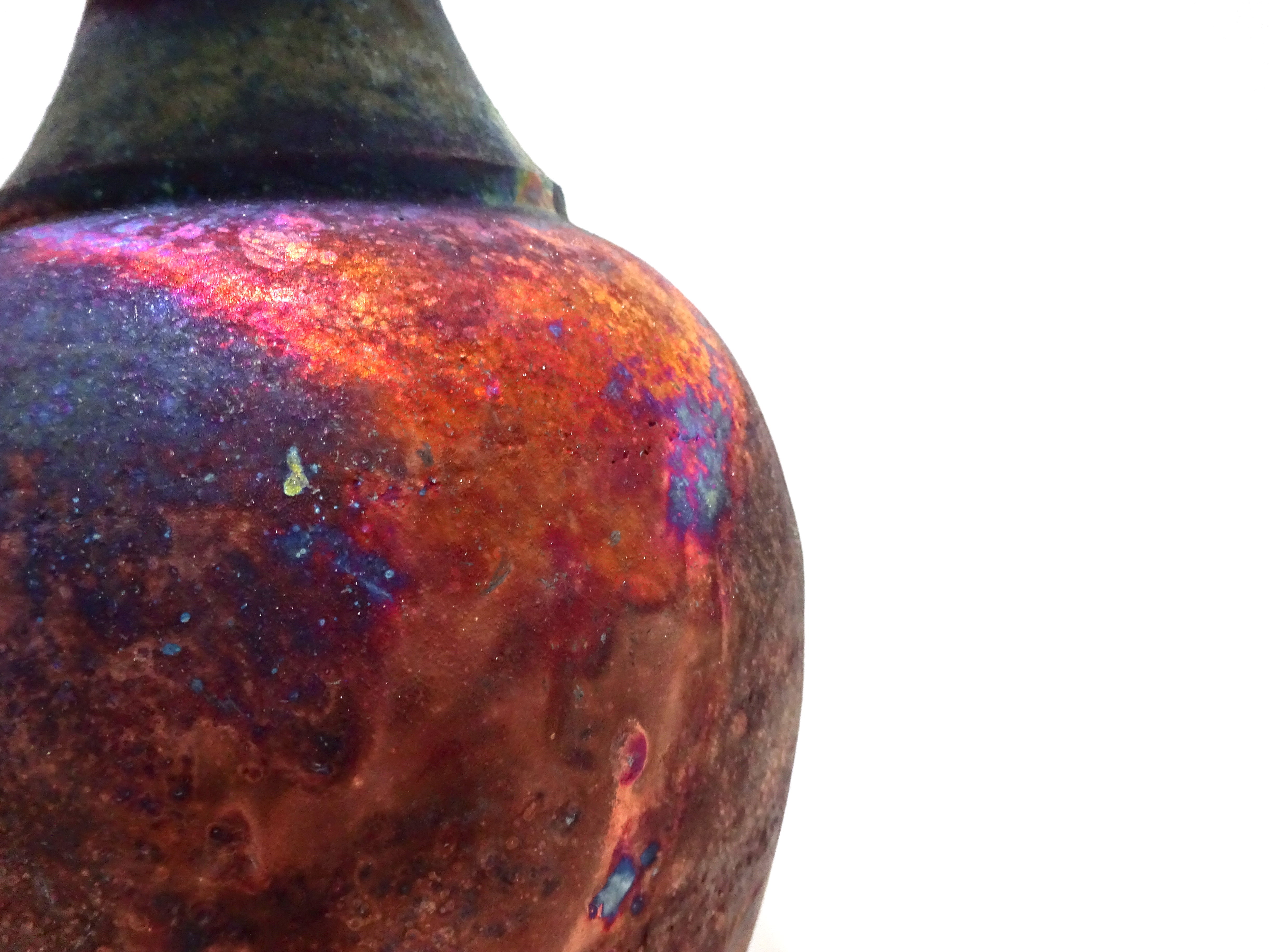 Tall Long Necked Copper Fumed Vase By Pat Armstrong Ceramics